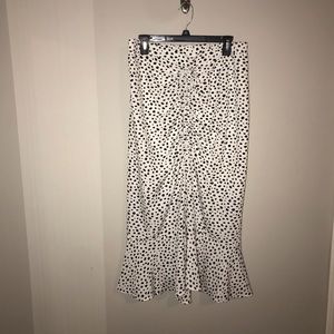 Midi ruched black and white skirt